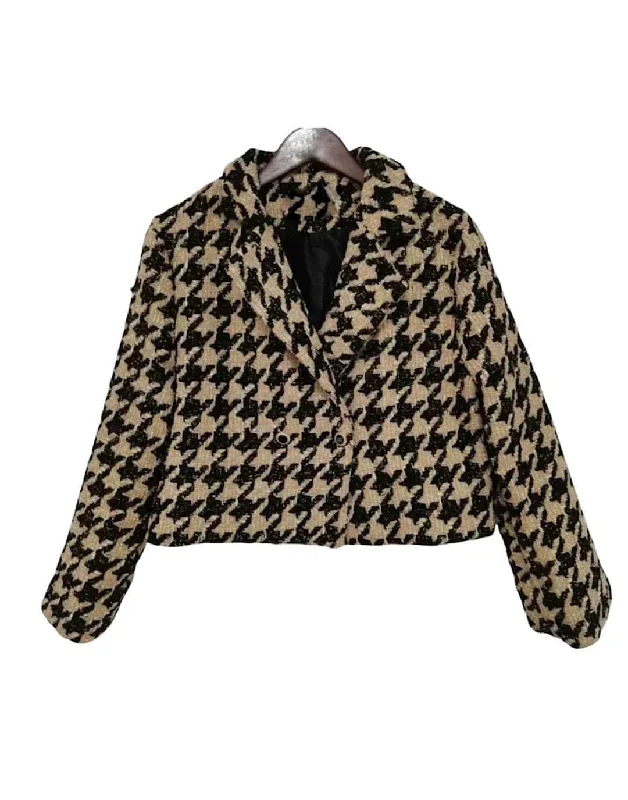 elegant wool cape for women -Brown and Black Tweed Jacket