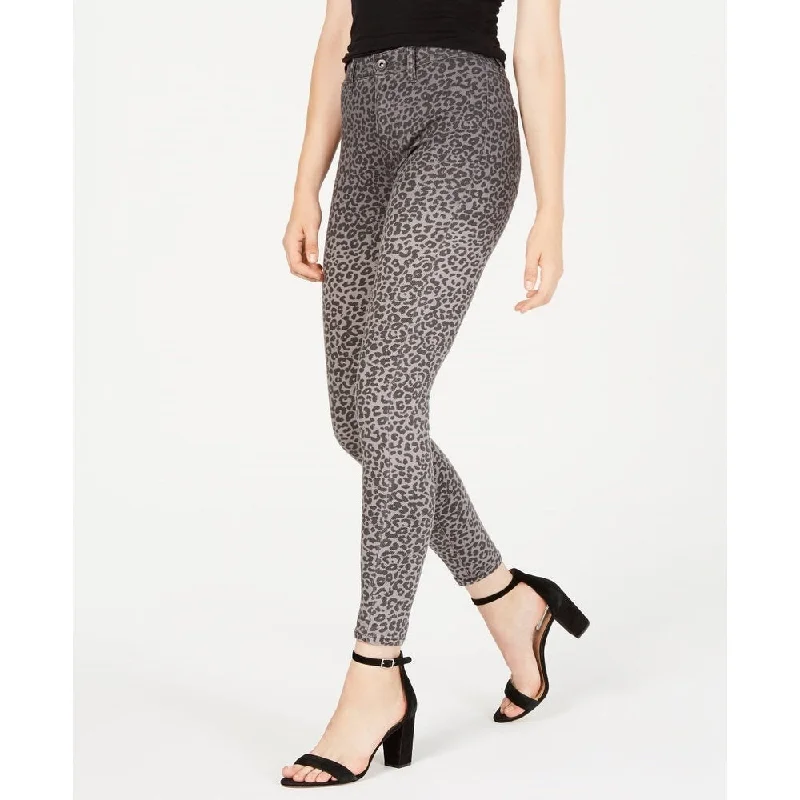 ladies' relaxed fit denim jeans -Kendall + Kylie Women's Skyscraper Animal-Print Skinny Jeans Gray Size 30