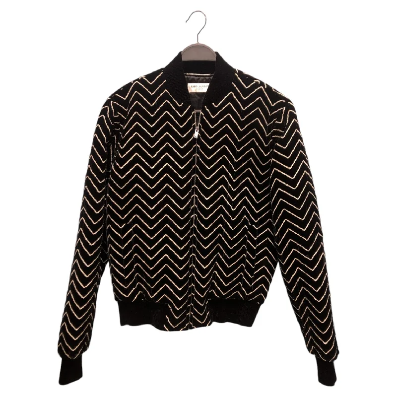 women's slim fit blazer -SAINT LAURENT/Souvenir Jkt/Cotton/BLK/All Over Print/TEDDY ZIGZAG