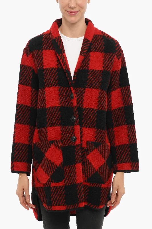 women's belted trench coat -Woolrich Buffalo Checked Two-Tone GENTRY Coat