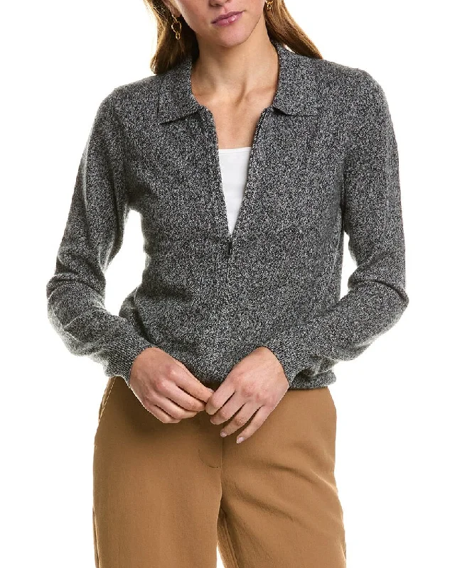 casual coats for women -Kier + J Zip Cashmere Bomber Sweater