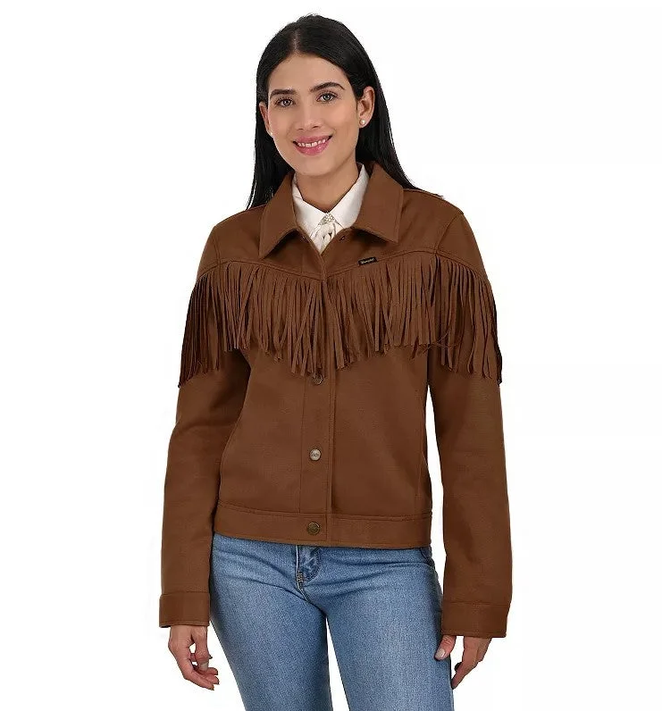 fitted wool blend coat for women -Wrangler Women's Western Style Fringed Jacket