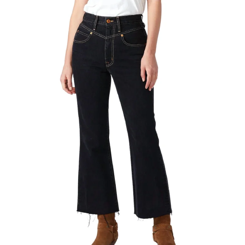 women's tapered leg denim jeans -Frankie Double Yoke Jean In Night Flight