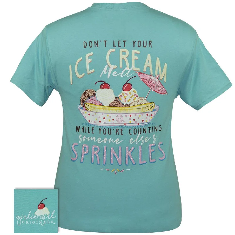 ladies' short sleeve top -Ice Cream Melt Scuba Blue SS-2343