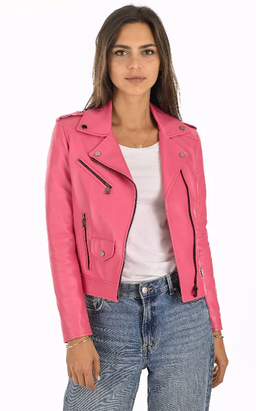 sleek minimalist coat for women -Hailey Women's Jacket Real Leather #1042