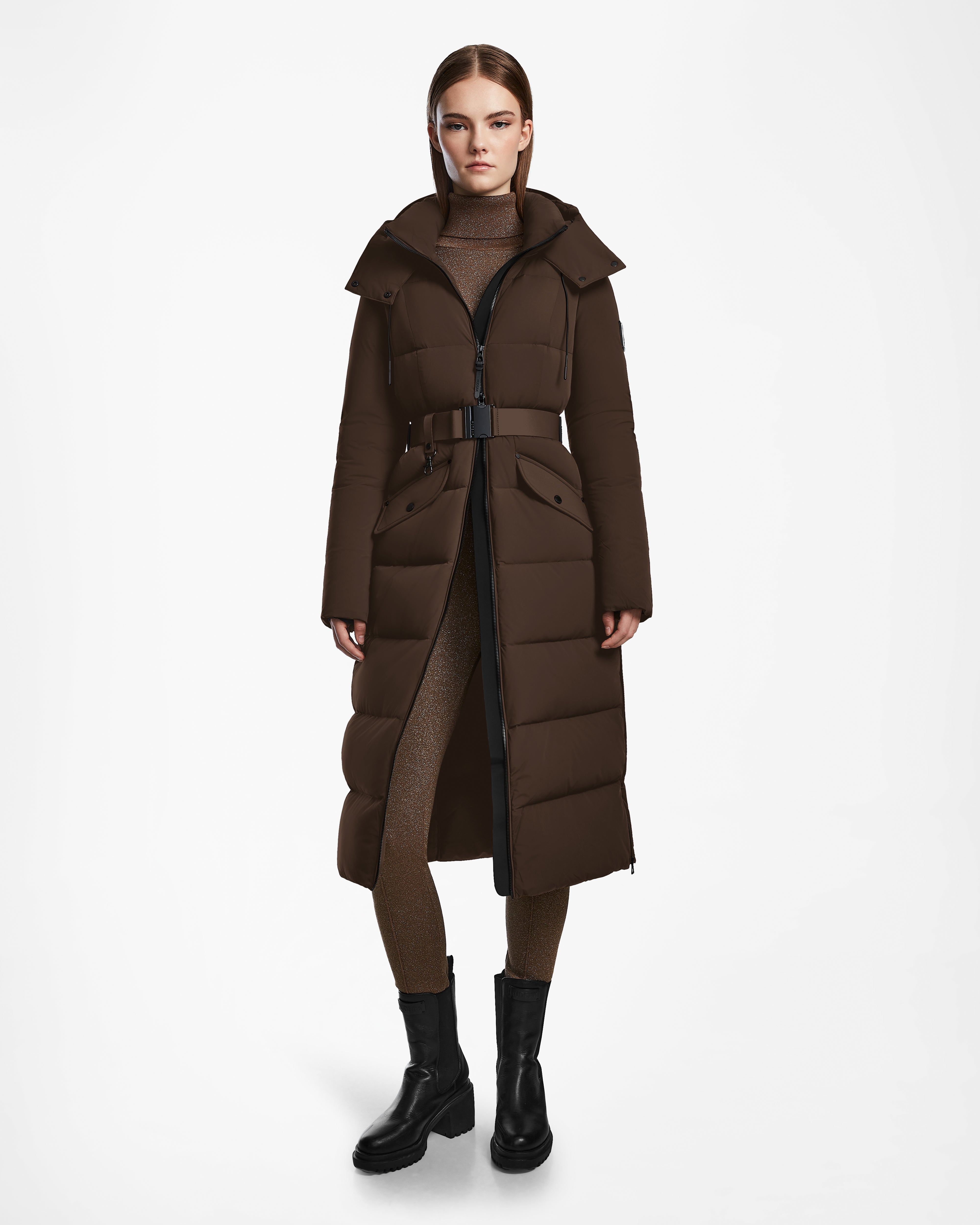 sleek minimalist coat for women -CALI - 8124600 Mocha