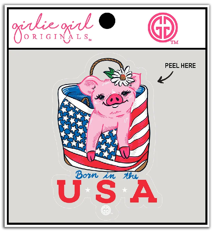 loose-fitting tunic top for women -Decal/Sticker USA Piggy 2337