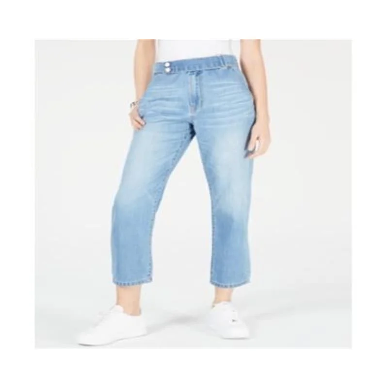 high-rise mom jeans for women -OAT Women's Denim Belted Straight Leg Jeans Blue Size 24