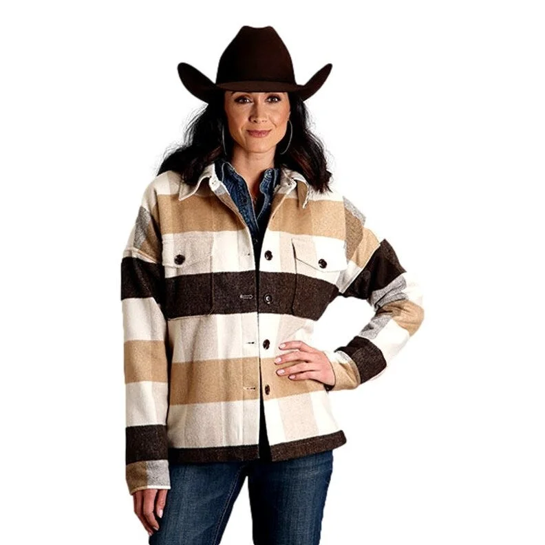 women's relaxed fit blazer -Stetson Western Jacket Womens Oversized Brown 11-098-0539-7065 BR