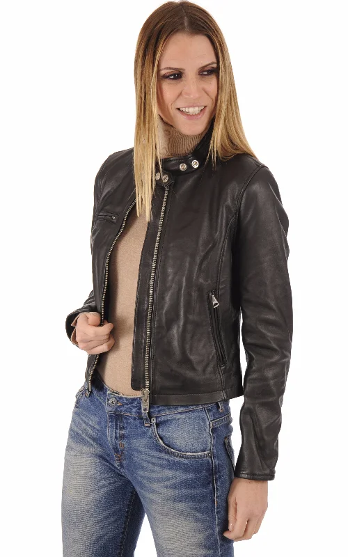 ladies' designer overcoat -Kendall Women's Jacket Real Leather #1149