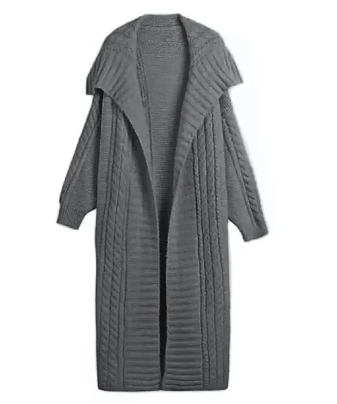 women's double-breasted coat -Oversized Mid Length Knitted Cardigan