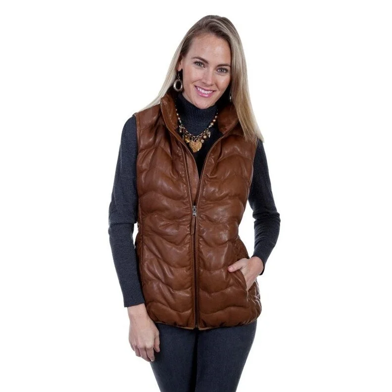 sporty track jacket for women -Scully Western Vest Womens Horizontal Ribbed Zip Stand Collar F0_L621