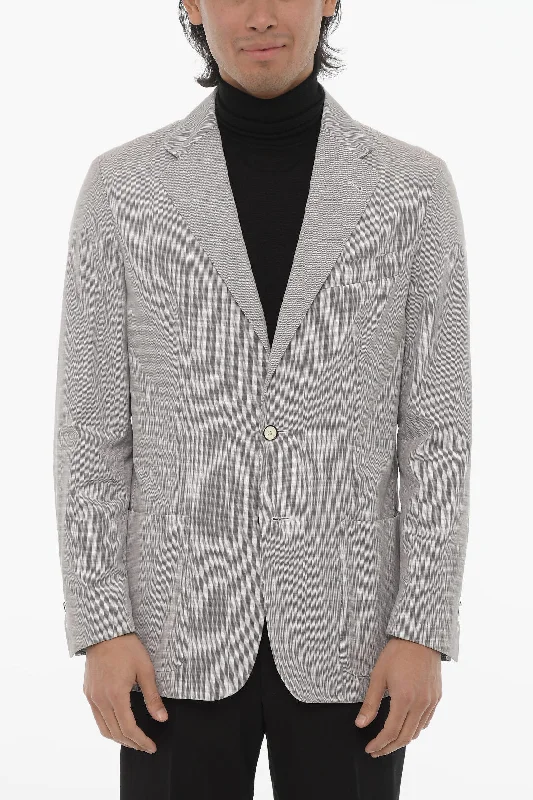 urban style cropped puffer jacket -Corneliani Id Side Vents Notch Lapel Identity 2-Button Blazer