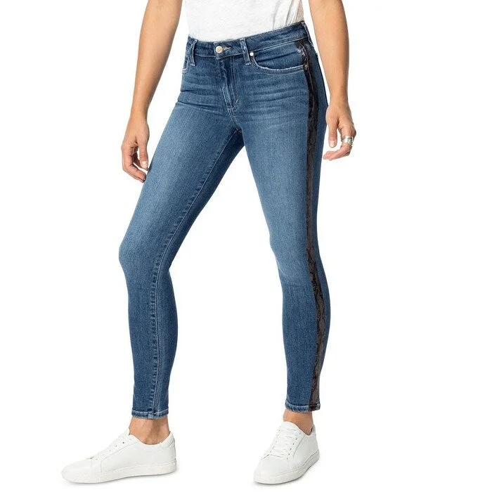 comfortable denim joggers for women -Joe's Women's Charlie Ankle Cobra Side Stripe Jeans Blue Size 25