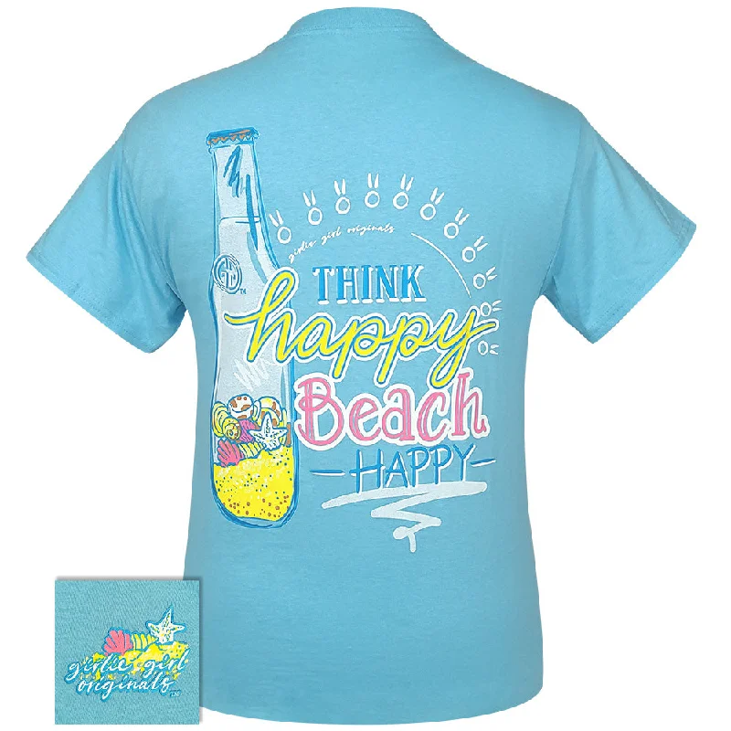 ladies' boyfriend-style shirt -Think Happy Beach Sky Blue SS-2456