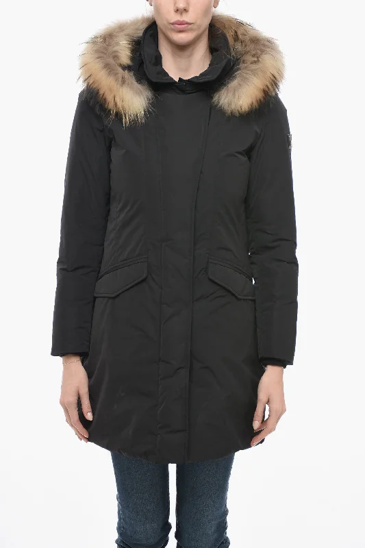 warm alpaca wool coat for ladies -Woolrich Removable Fur MODERN VAIL Down Jacket