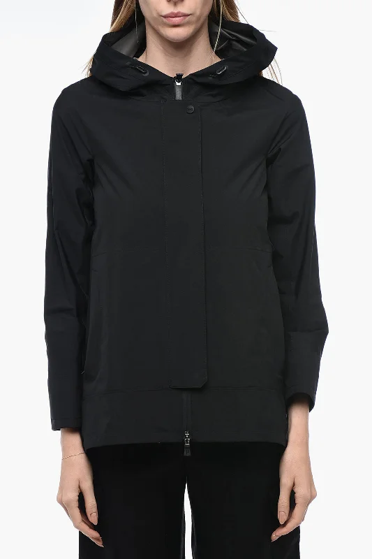 women's asymmetrical zip jacket -Herno LAMINAR Nylon Windbreaker with Hidden Closure