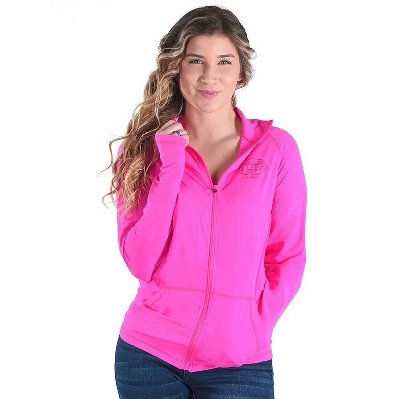 warm shearling coat for women -Cowgirl Tuff Western Jacket Womens Breathe Zip Hot Pink 100489