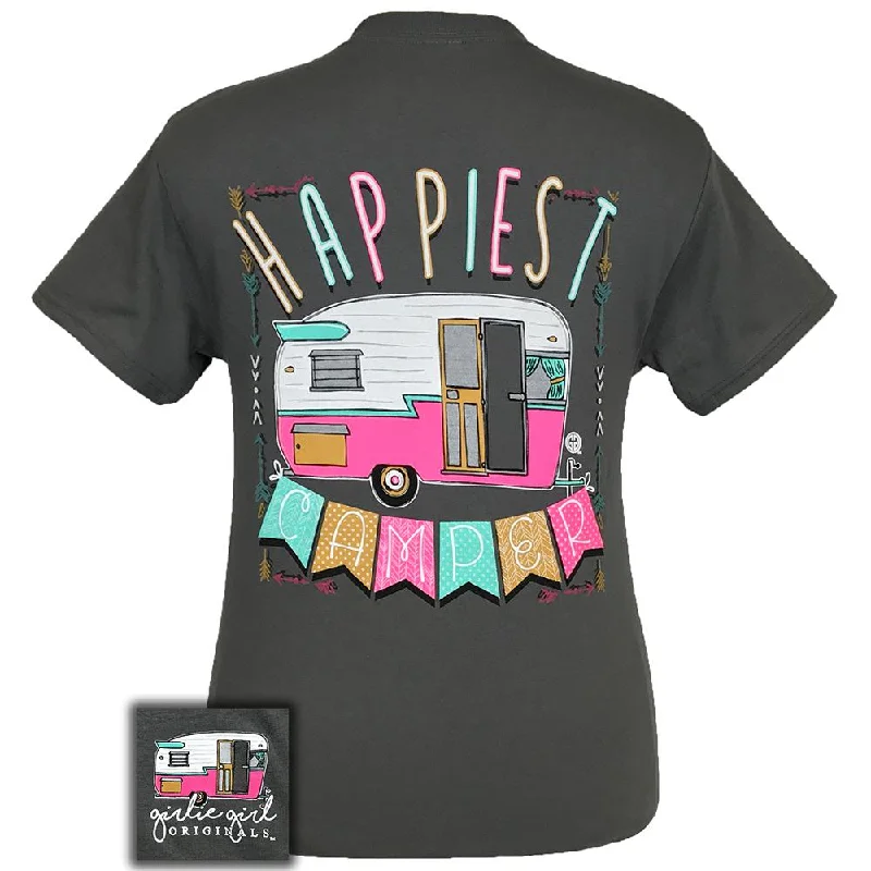 women's oversized hoodie sweatshirt -Happiest Camper-Charcoal SS-1526