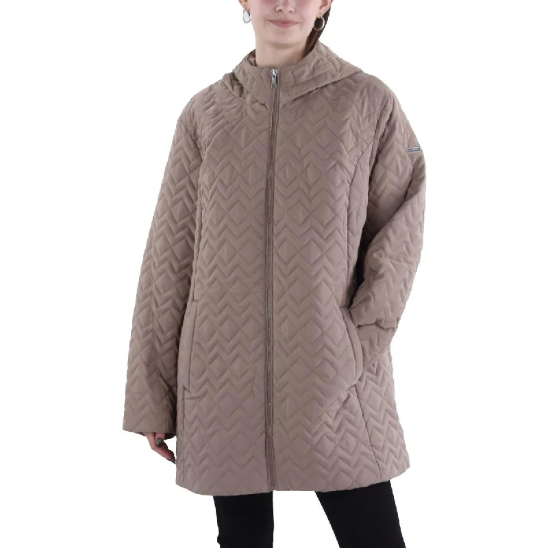 versatile trench coat for ladies -Womens Lightweight Hooded Quilted Coat