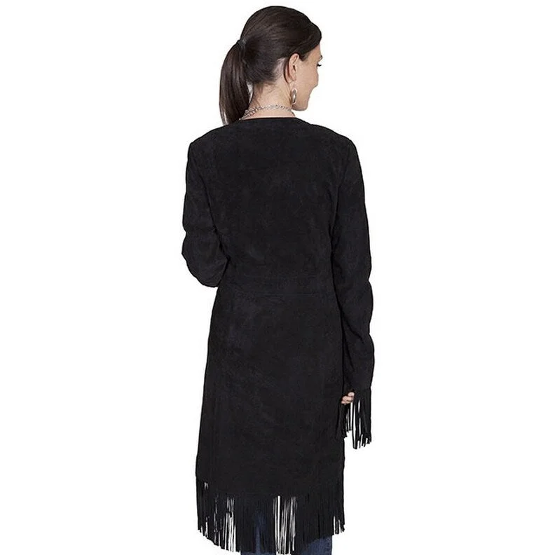 women's winter coat -Scully Western Jacket Womens Boar Leather Fringe Maxi Lined F0_L19