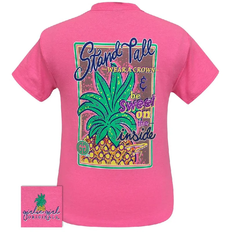 stylish surplice wrap top for women -Stand Tall Pineapple 2 Safety Pink SS-2221