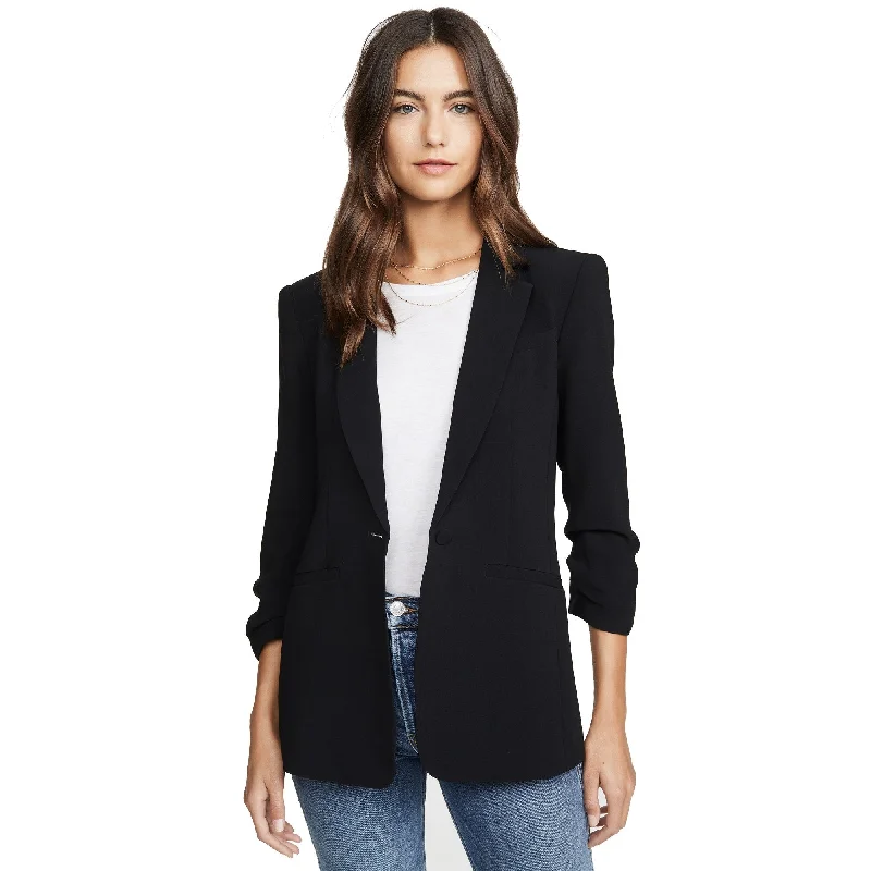 ladies' waterfall drape coat -Cinq a Sept Women's Crepe Khloe Blazer Black