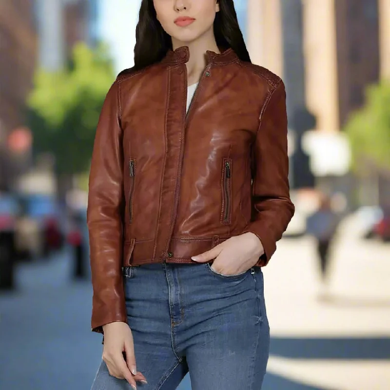 double-layered long coat for women -BOL Women's Sage 1 Lamb Leather Jacket