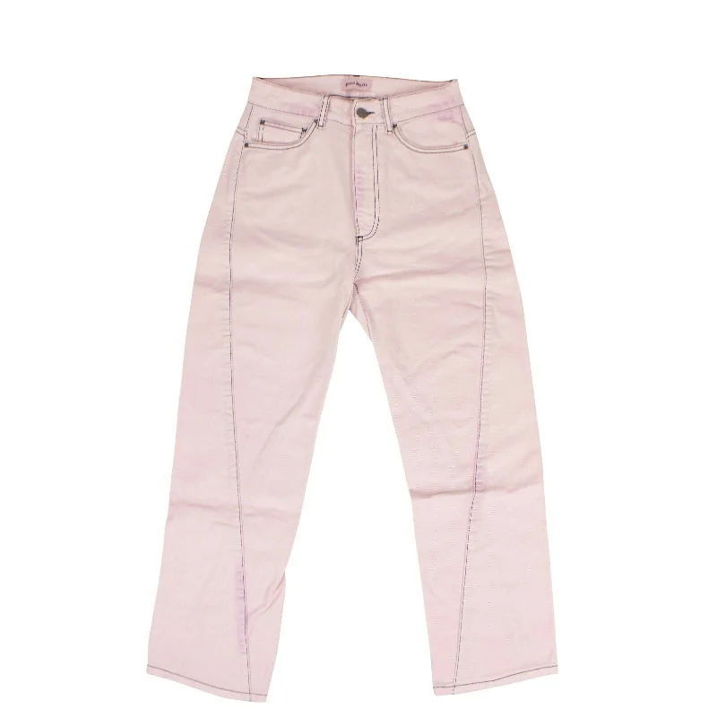 trendy two-tone denim jeans -Palm Angels Cotton Curved Seam Jeans Pants - Pink