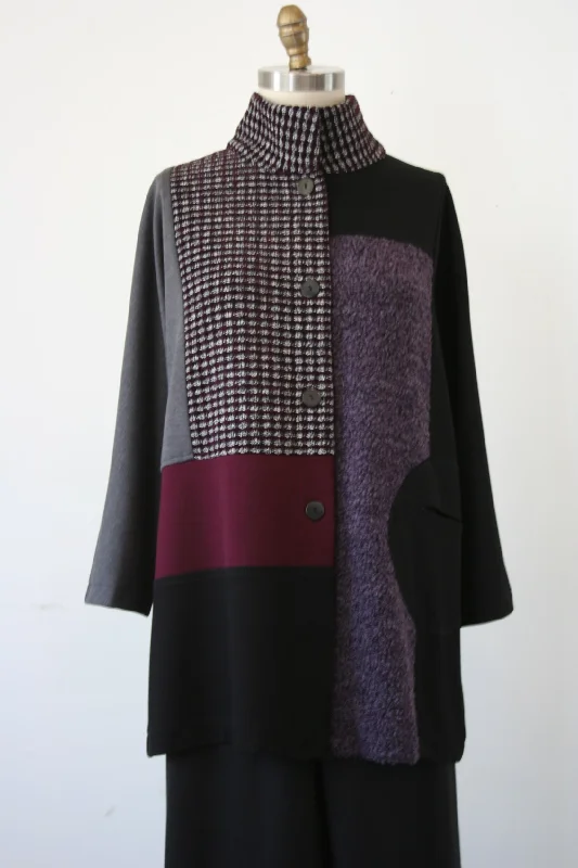 ladies' waterfall drape coat -Christopher Calvin - Mixed Media Coat