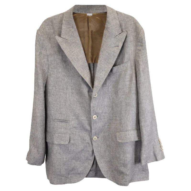 long elegant trench coat for women -Brunello Cuccinelli Blazer in Grey Linen