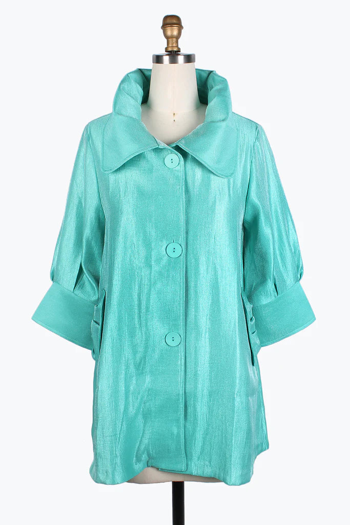 ladies' designer overcoat -DAMEE Long Swing jacket style 200-Mint