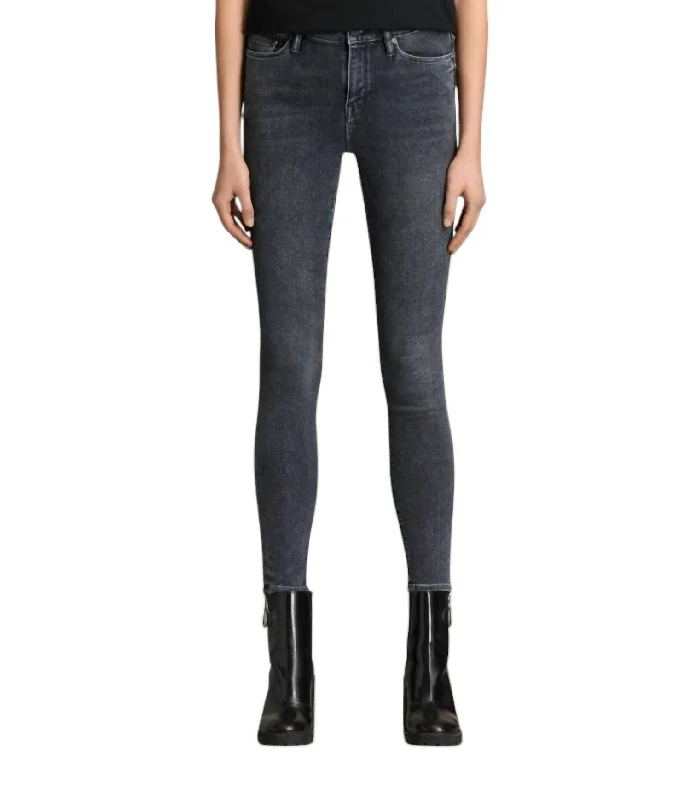 women's vintage straight-leg jeans -Eve Stretch Denim Skinny Jeans In Raven Black