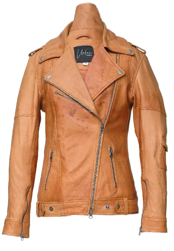 ladies' fleece zip-up jacket -MYSTIQUE MOTO WOMEN LEATHER JACKET