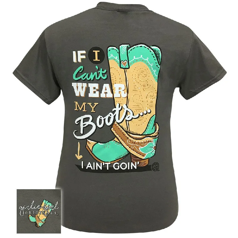 cute graphic tee for ladies -Boots-Charcoal SS-2197