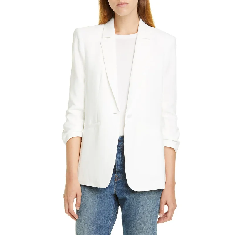 women's biker-style leather jacket -Cinq a Sept Women's Crepe Khloe Blazer Ivory