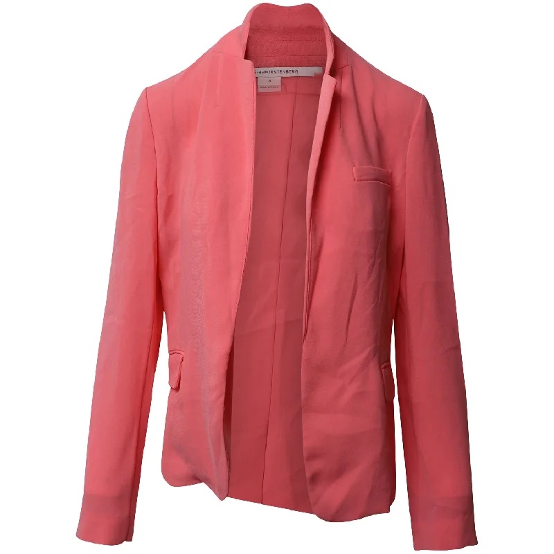 women's mid-length wool coat -Diane Von Furstenberg Blazer Jacket in Pink Wool Blend