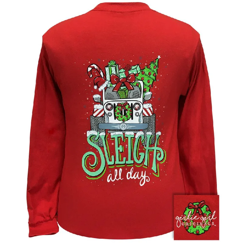 trendy puff sleeve crop top for ladies -Sleigh All Day Red LS-2329