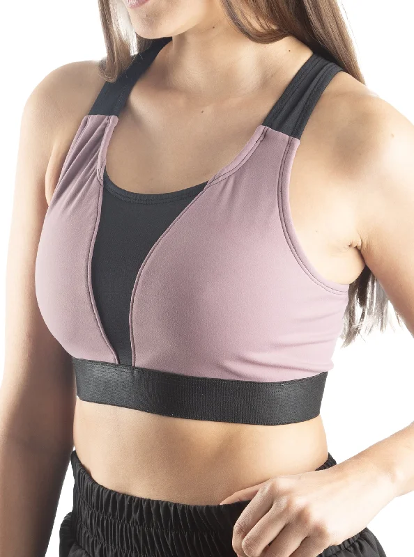 trendy gathered sleeve top for ladies -Elevate Sports Bra