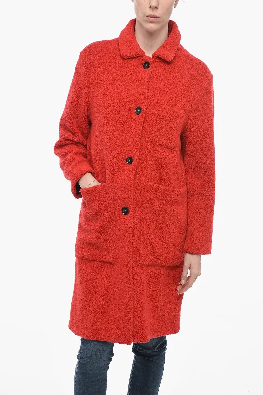 trendy plaid coat for women -Woolrich Bouclè Wool HAZELTON Coat