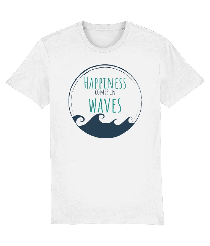 women's sleeveless tank top -Happiness Comes In Waves Unisex Organic Cotton T-shirt