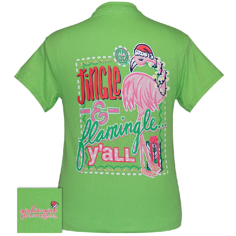 relaxed-fit tunic tee for women -Jingle and Flamingle - Lime SS-2326