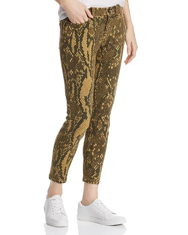 women's sleek black denim jeans -The Stiletto Snake Print Jeans In Burmese Python