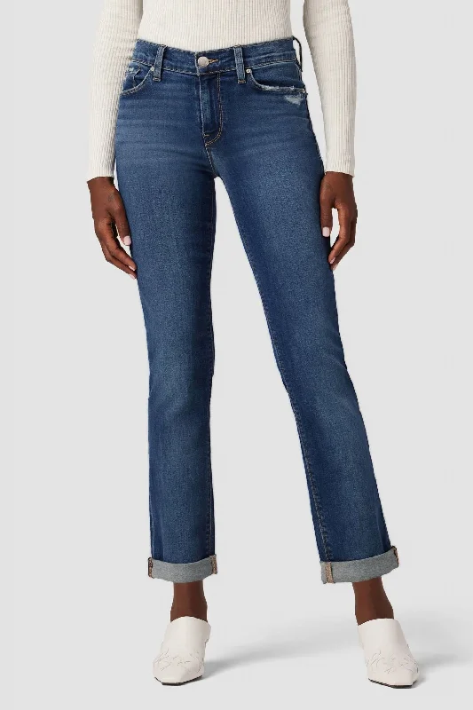 ladies' vintage-inspired denim pants -Nico Mid-Rise Straight Ankle Jean In Elemental