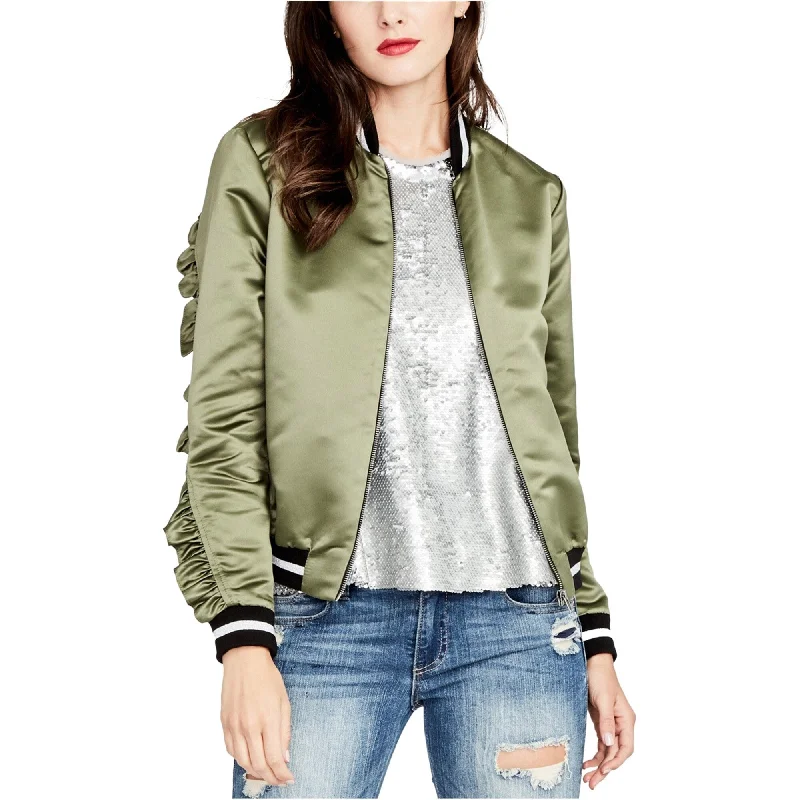 women's classic pea coat -Rachel Roy Womens Ruffled Bomber Jacket