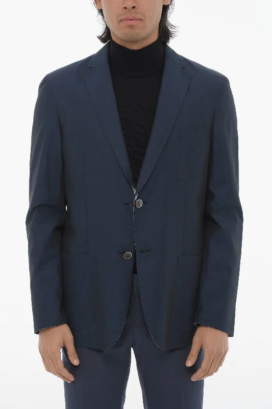 double-layered long coat for women -Corneliani Id Cotton Reversible Blazer With Pin Check Motif