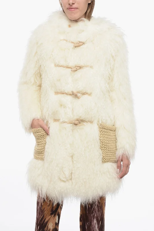 lightweight packable jacket for women -Saint Laurent Faux-fur Montgomery Coat