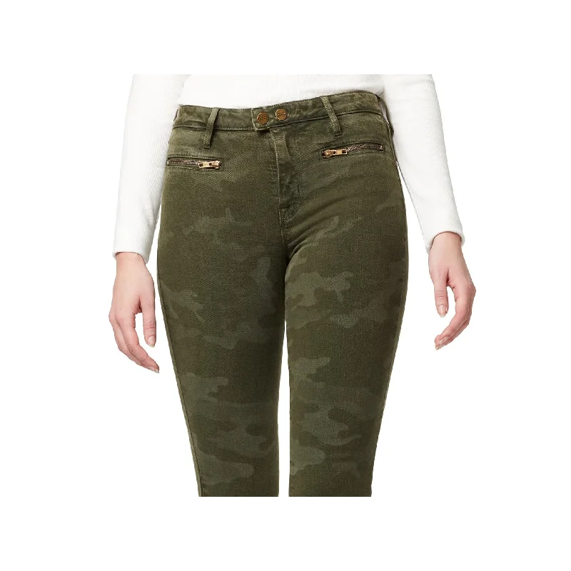 women's button-fly high-waisted jeans -Sanctuary Women's Camo Connector Kick Crop Jeans Green Size 25