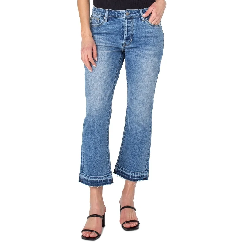 women's wide-leg denim trousers -Earnest Sewn Women's Bootcut Cropped Flare Jeans Blue Size 28