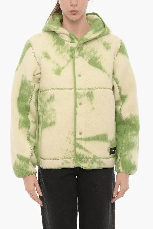 ladies' puffer jacket -Y-3 by Yohji Yamamoto ADIDAS Tie-Dye Effect Hooded Jacket with Cut-Out Details